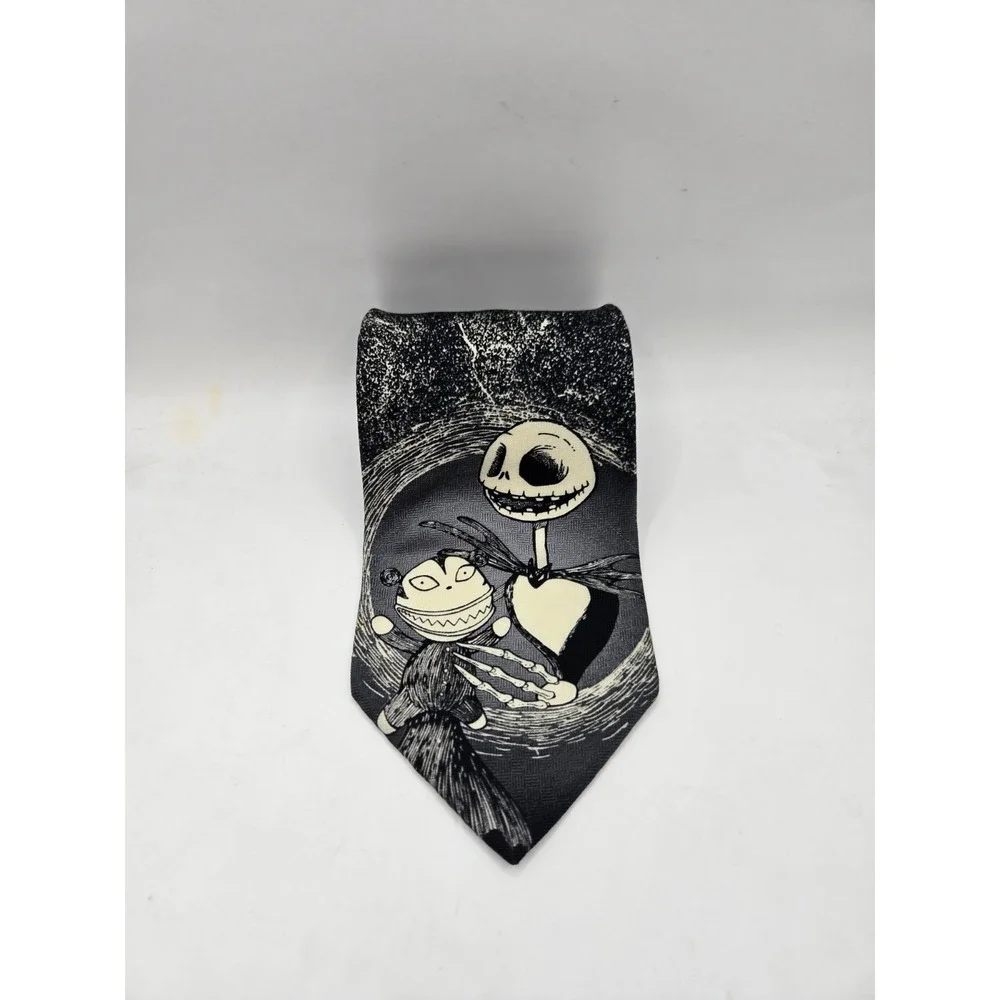 Vintage‎ The Nightmare Before Christmas Tie Mens Black/Gray Disneyland Silk 90's